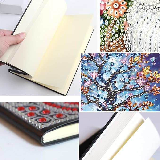 FRANDEK A5 50-Page DIY Tree of Life Diamond Art Painting Notebook with Beautiful Patterns, Special Shaped Diamond Art Craft for Beginners Adults Gift
