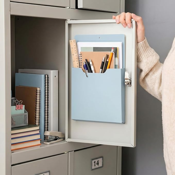 Gilprop 12 Pack Magnetic File Holder for Whiteboard, 10"x13"x1.2" Classroom Magnetic Wall File Folders, Hanging Magazine Organizer Storage Pocket for Refrigerator Mail Paper Desk Office(Light Vintage)