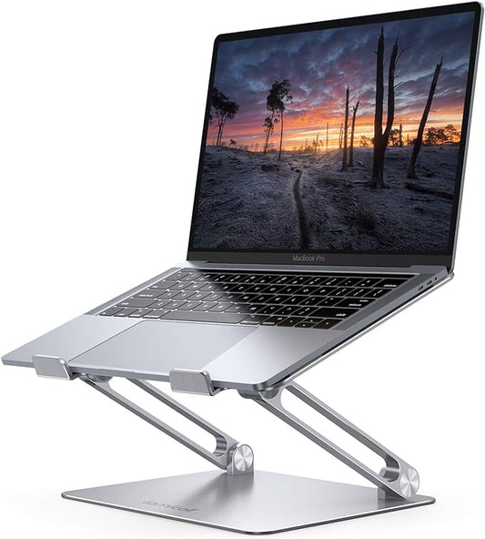 Lamicall Adjustable Laptop Stand, Portable Laptop Riser, Aluminum Laptop Stand for Desk Foldable, Ergonomic Computer Notebook Holder for MacBook Air Pro HP, Office Desk Accessories (10-17.3'')- Silver