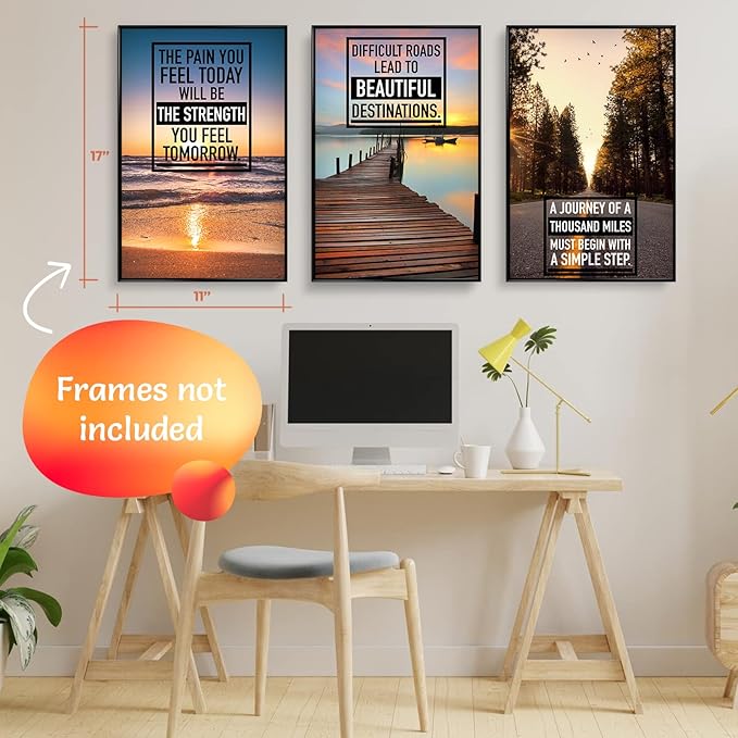 Motivational Posters Set of 6 - Unframed 11x17 Colorful Wall Art Prints for Office, Bedroom & Living Room | Positive Affirmation Decor | ThrowbackTraits