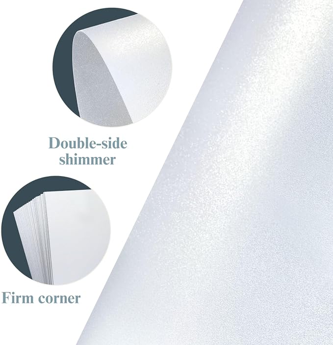 White Shimmer Blank Note Cards and Envelopes (Not Folded), Goefun Pearl 5x7 Flat Cardstock and A7 Envelopes Self Seal 100 Pack for Wedding, Invitations, DIY Postcards, Thank You Cards & All Occasion
