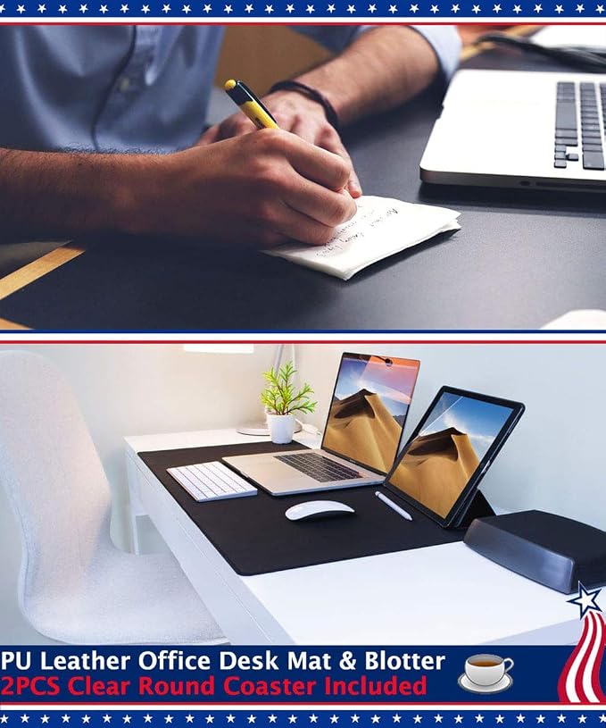Clear Desk Pad Blotter Office Table Protector on Top of Desks for Laptop Computer Keyboard Desktop Plastic PVC Transparent Desk Writing Mat Organizer with Mouse Pad Non-Slip Waterproof 17 X 36 Inches