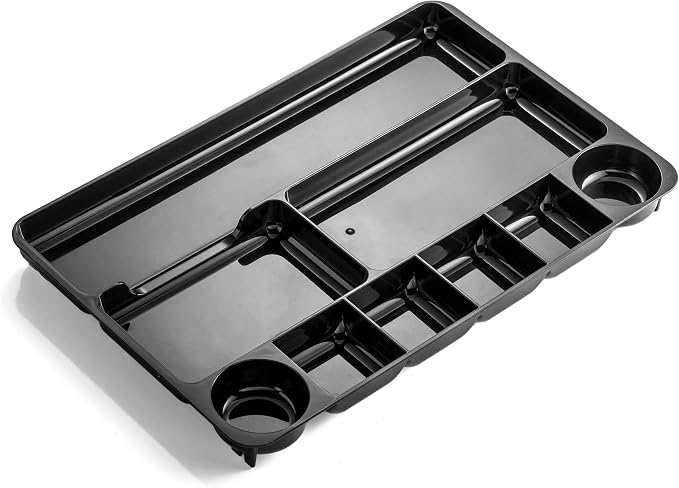 Officemate Recycled Plastic Desk Drawer Organizer, Nine Compartments, 14 X 9 X 1.13, Black (Pack of 6)