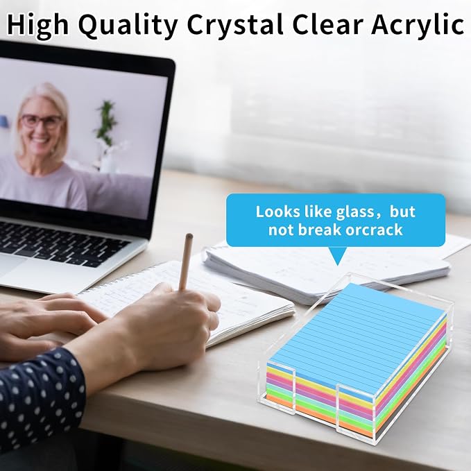 Acrylic Sticky Note Holder, 4 x 6 Inch Post It Note Holde | Clear Cute Sticky Note Dispenser, Thick Notepad Holder, Acrylic Desk Organizer for Office, Home, Dorm, Classroom Desk