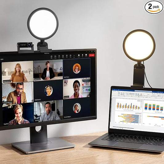 2 Pack Zoom Lighting for Computer, 5“ Small Lighting for Video Call/Conference/Streaming, 50 Modes CRI>97.8, 3000K-6500K, Ring Light with Stand for Laptop/Monitor/Webcam
