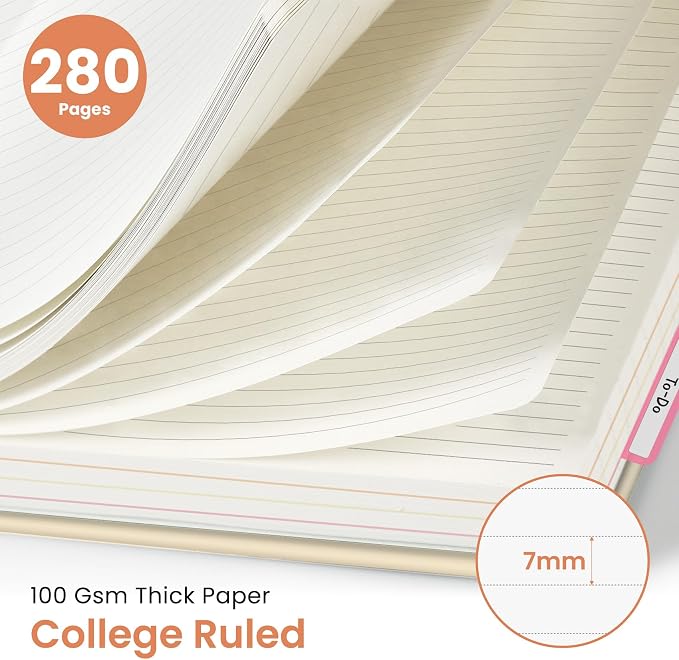 Large Spiral Lined Notebooks for Work with Removable Dividers & Tabs, 8.5"x11" Pretty Hardcover 5 Subject Notebook Journal for Women, College Ruled, Perfect for Study & Office Organization, 280 Pages,Mushrooms Grove
