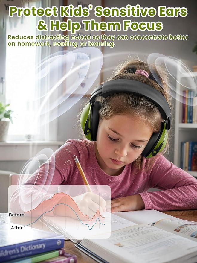 Dr.meter Noise Cancelling Ear Muffs: SNR27.4 Noise Cancelling Headphones for Autism with Adjustable Headband - Hearing Protection Ear Muffs for Kids Autism Sensory Monster Truck Demo Derby Mowing