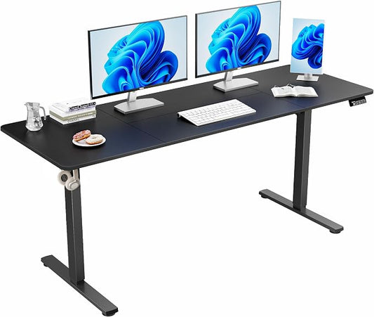 67"x24" Standing Desk, Height Adjustable Sit-Stand Home Office, Black | Electric Adjustable Standing Desk, Sit to Stand Computer Office Desk with Splice Board, Memory Preset, Lifts 28.7''-46.5"