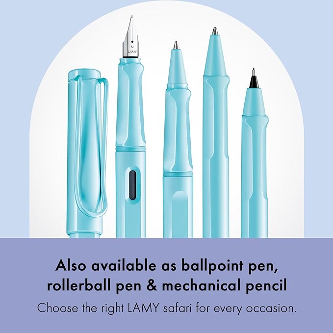 LAMY safari aquasky - Fountain Pen with ergonomic grip & polished steel nib in size EF - ideal for any Writing & Calligraphy - including LAMY T 10 blue cartridge - Right-Handed