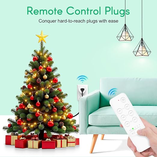 NineLeaf Wireless Control Countdown Outlet for Christmas Decor, Programmable and Expandable Electrical Switch, 500FT Range, 125V/15A/1875W Light Switch, 3Remote and 2Outlets