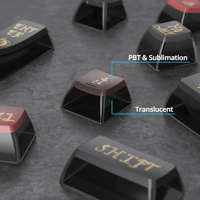 Guffercty kred Pudding PBT Keycaps for 75 Percent Keyboard, 120-Keys Transparent Keycaps ASA Profile Custom Replacement Key Caps US Layout for 60 68 82 87 104 Key Set Mechanical keyboard (Constellatio