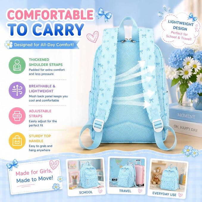 BTOOP School Backpacks for Teen Girls Bookbags Lightweight Kids Backpack School Bags Set with Lunch Box Pencil Case