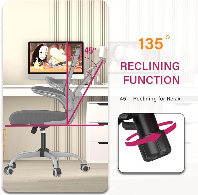 Mimoglad Office Chair, Ergonomic Desk Chair with Adjustable Lumbar Support, High Back Mesh Computer Chair with Flip-up Armrests-BIFMA Passed Task Chairs, Executive Chair for Home Office | Supports 300 lbs · Seat 19.48"–23.4" · Breathable mesh · 20–30 m...