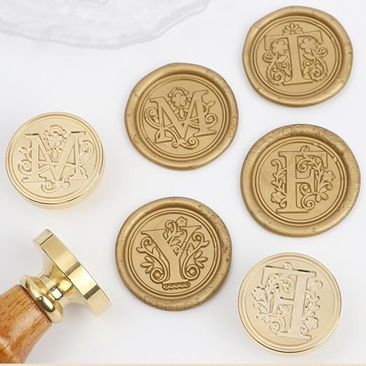 Wax Seal Kits, 200pcs Assorted Sealing Beads and 2pcs Initial Alphabet F Wax Seal Stamp for Wedding Invitations Gift Wraps Envelopes and Christmas Cards (Alphabet F Kit)