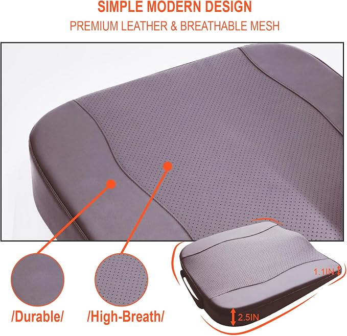 Lofty Aim Car Seat Cushion, Comfort Memory Foam Car Cushions for Driving - Sciatica & Lower Back Pain Relief, Driver Seat Pillow for Auto, Office Chair, Wheelchair - Classic Brown