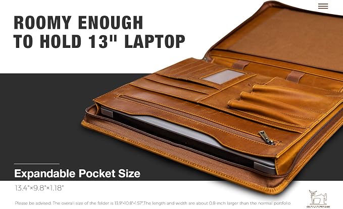 Personalized Leather Portfolio Padfolio for Men, Engraved Gifts for Father's Day for Husband from Wife, Customized Leather Gifts Present for Son/Dad, for Birthday, Brown