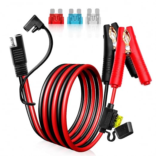 SAE Battery Alligator Clips Wire Harness 10AWG, 12V Alligator Clips with Wires for Sprayer Parts, Sprayer Pump, Battery Charger, Solar Power Charging Extension Cable (3.3FT)