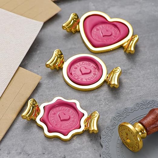 3-Pack Metal Wax Seal Kit for 1 Inch Stamp, 3 Metal Molds With Round Flower Shape, 3 Waxing Mat, Sealing Kit for Gift Wrapping, Wedding Invitations, Envelopes, Cards, Wine Packaging