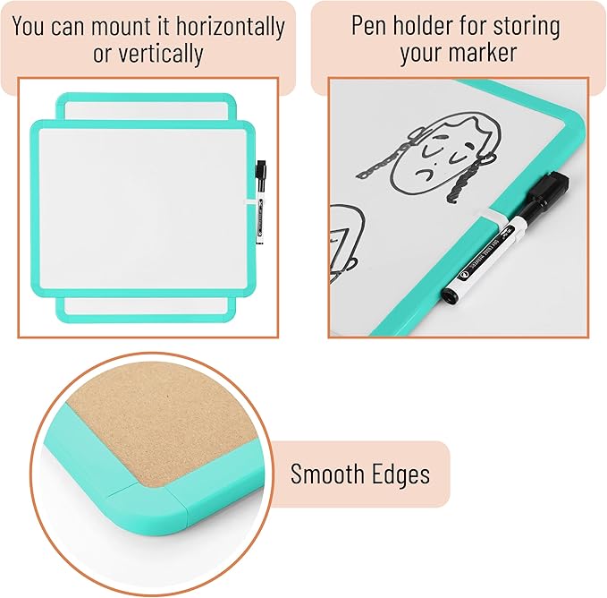 Mr. Pen- Dry Erase Board, 14” x 11” with a Black Dry Erase Marker, Small Mini White Board for Students