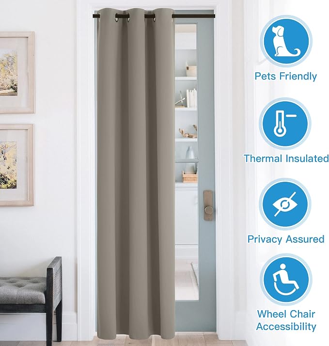 RYB HOME Temporary Doorway Curtains Blackout Privacy Room Divider Curtains Portable Drapes for Closet Wall Panel for Bedroom Living Room Dining Basement Window, W 60 x L 84 inches, Sand