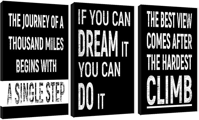 Office Wall Art - 3 Panel Motivational Art, Inspirational Quotes Canvas for Home Office Decor, Entrepreneur Words Poster Frame 20'x30'x3Pcs