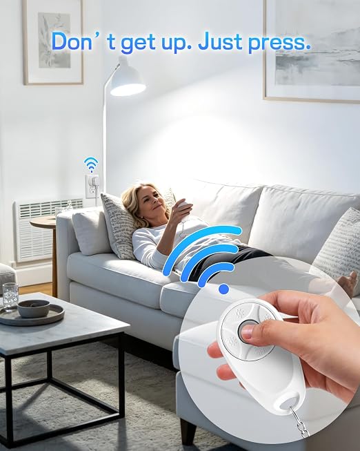 Remote Control Outlet,Greencycle Remote Light Switch and 3 Plugs,Wireless Light Switch,500ft Range,No Wiring Needed,15A/1500W for Household Appliances,FCC Certified,White
