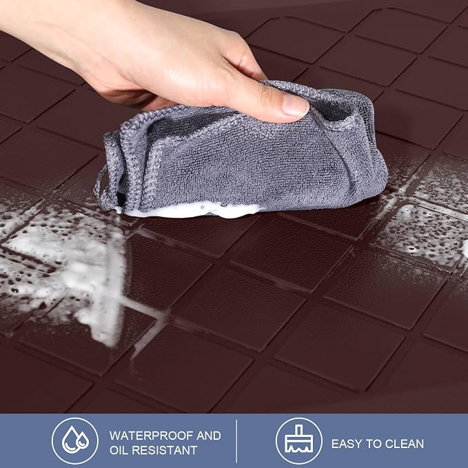 Cushioned Kitchen Mat 2 PCS, Anti Fatigue Kitchen Rugs, Heavy Duty Kitchen Rugs and Mats Non-Skid, Ergonomic Comfort Foam Kitchen Floor Mat for Home, Office, Sink, Laundry - Brown
