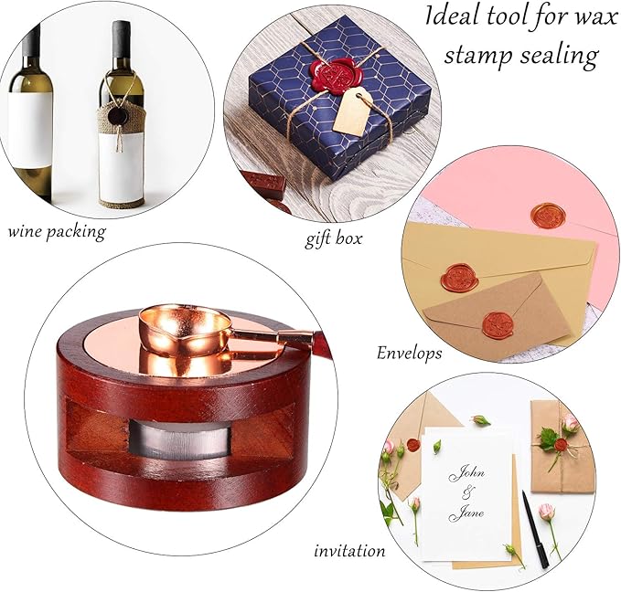 7 Pieces Wax Seal Kit, Seal Warmer Melting Spoon and 5 Pieces Tea Candles, Wax Sticks Beads Melting Furnace Tool for Sealing Stamp Greeting Wedding Invitation Card