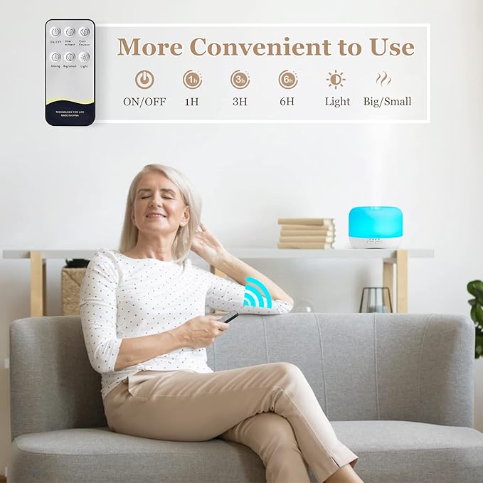 Aromatherapy Essential Oil Diffuser for Room: Air Humidifier Aroma Scent Cool Mist Colorful Lights Cute Small Large Waterless Auto Off Ultrasonic Diffusers for Home Bedroom White (300ml)