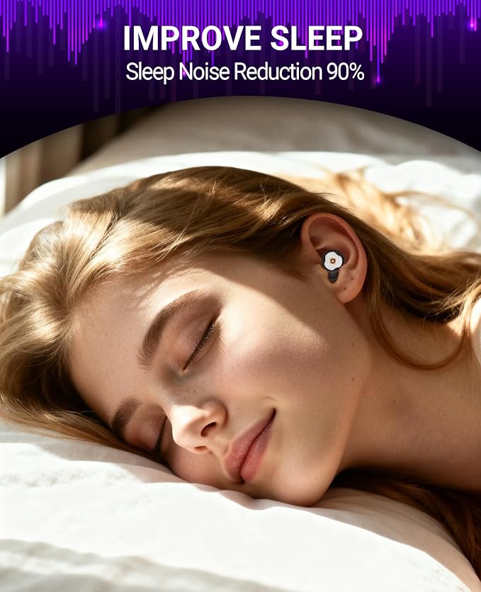 Ear Plugs for Sleeping Noise Cancelling, 27dB EarPlugs for Noise Reduction, High Fidelity Hearing Protection for Musicians and Nightlife, Silicone Earplugs Reusable XS S M L 4 Pairs and Travel Case