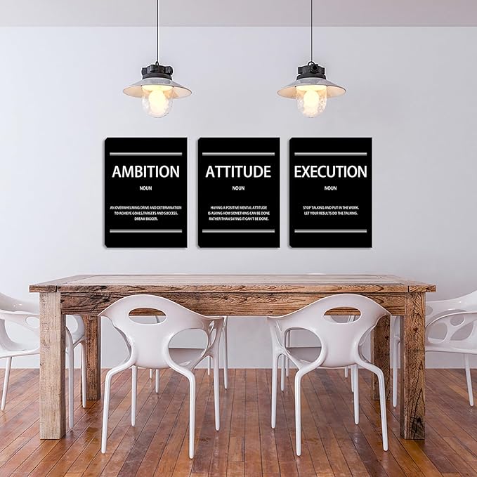 Halioyo Motivational Wall Art - 3 Pieces Inspirational Office Wall Decor with Positive Saying, Ready to Hang Canvas Prints Poster for Classroom Bedroom Living Room(12 x 16 inch)