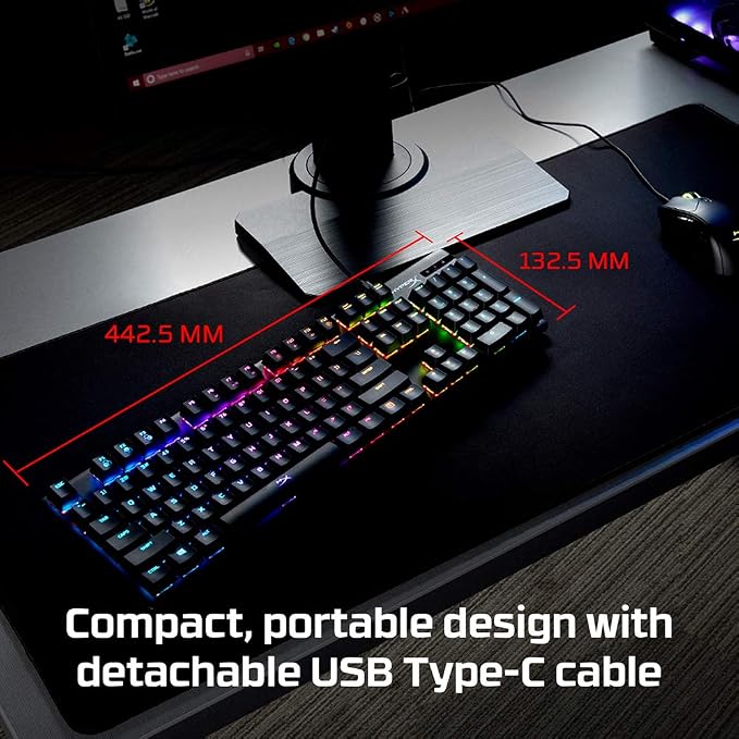 HyperX Alloy Origins - Mechanical Gaming Keyboard, Software-Controlled Light & Macro Customization, Compact Form Factor, RGB LED Backlit - Linear HyperX Red Switch (Black)