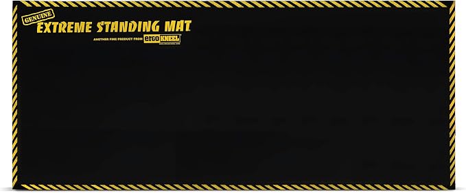 3’ x 7’ Black 1” Thick | Anti Fatigue Mats for Standing | Industrial Antifatigue Mat with Safety Stripes | Anti Fatigue Mat for Work & Workplace