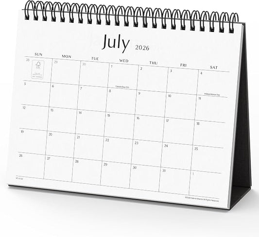 Desk Calendar 2026, Nekmit Standing Flip Desktop Calendar Covers 18 Months Runs from July 2026 to December 2027, Flip Small Desk Calendars with Stickers and Flower Design 8x6"
