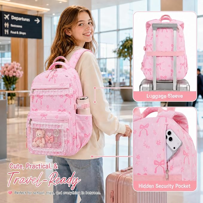 LEDAOU Backpack for Girls School Bag Kids Bookbag Teen Backpack Set Daypack with Lunch Bag and Pencil Case | Kids