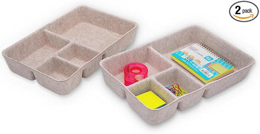 Drawer Organizer Tray 4-Compartment Nordic Oatmeal Felt Divider | Sustainable material soft yet sturdy,multi-purpose storage, sleek minimalist lifestyle
