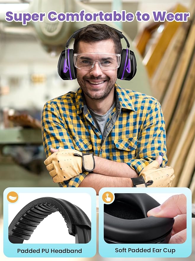 Ear Protection for Gun Range, 31dB SNR Noise Reduction Safety Ear Muffs, Hearing Protective Noise Cancelling Headphones for Autistic Kids Adults Earmuff for Mowing Monster Jam