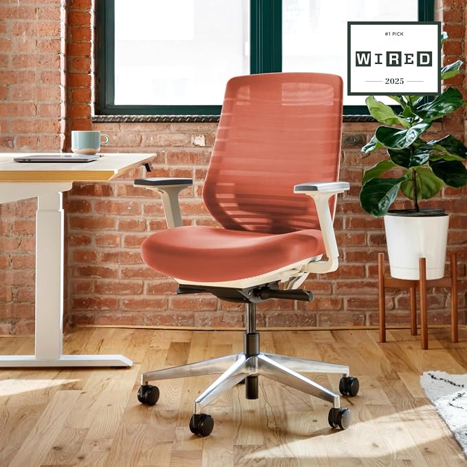 Branch Ergonomic Chair, Versatile Desk Chair with Adjustable Lumbar Support | Breathable Mesh Backrest and Smooth Wheels, Experience Optimal Comfort and Support, Poppy