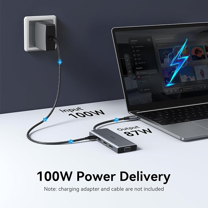 USB C Docking Station Dual Monitor Adapter Laptop Docking Station 3 Monitor | USB C Hub Multiple Adapter Dongle with Dual 2 HDMI 4K+VGA+100W PD Charger+3 USB Port+SD/TF Card Reader for Dell HP Lenovo
