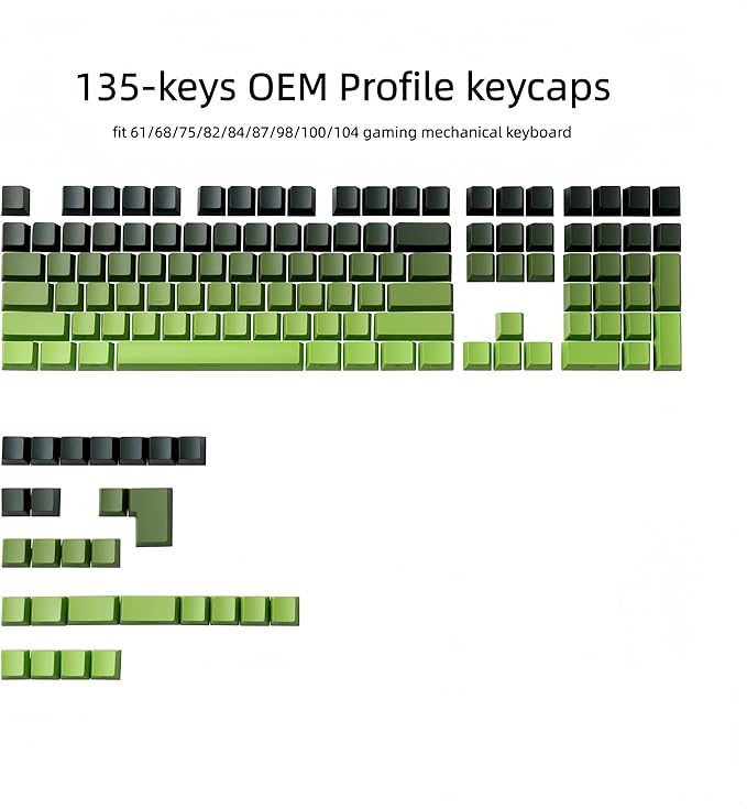 dagaladoo Double Shot PBT Keycaps Set, Shine Through Keyboard keycaps,Side Printed Custom Key caps 60% 75% 100%,OEM Profile Japanese keycap for Mechanical Keyboard MX Switch,Matcha Green