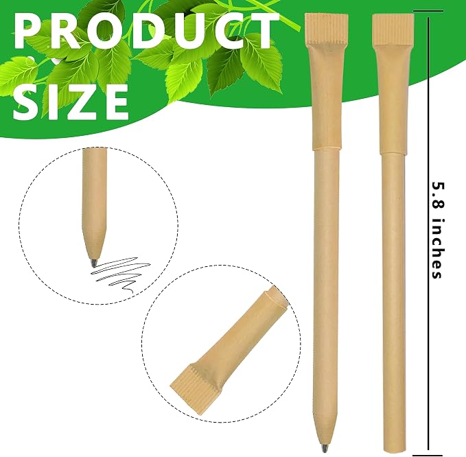 Kraft Paper Barrel Writing Pen Eco-Friendly Pens Cardboard Pens Black Ink