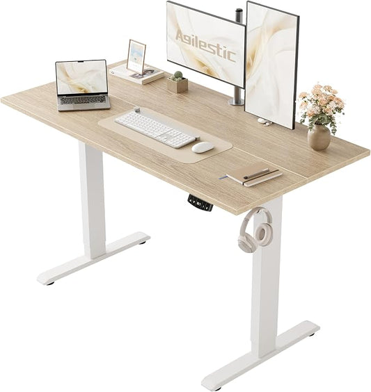 Agilestic Electric Standing Desk, 48 x 24 Inches Height Adjustable Desk, Sit Stand up for Work Office Home, Ergonomic Rising Computer Table with Memory Preset, Maple