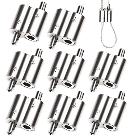 1/16 Inch Cable Clamps, 1/16" M3 304 Stainless Steel Wire Rope Cable Clip Clamp, Two Way Wire Rope Clips for 1.5-2.0mm Wire Rope for Holiday Decorations for Outdoors/Indoors - 8 PCS
