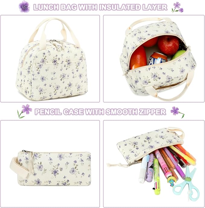BTOOP School Backpacks for Teen Girls Bookbags Lightweight Kids Backpack School Bags Set with Lunch Box Pencil Case
