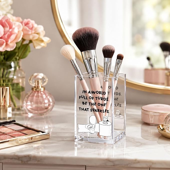 Funny Acrylic Pen Holder Cup, “Be the One That Sparkles” Desk Decor, Cute Pencil Holder Organizer, Coworker Gift, Office Desk Accessories