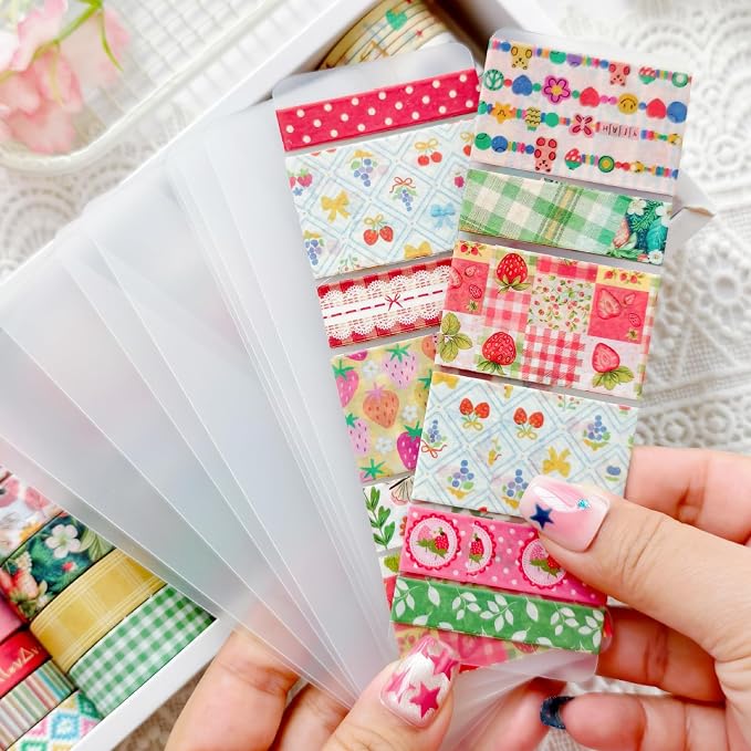 Bomichi Washi Tape Set - 35 Rolls Strawberry Pastel Washi Tape for Junk Journal Supplies, Bullet Journal Supplies, DIY Crafts, Scrapbooking, Planner Decoration, Gift Wrapping, School Supplies