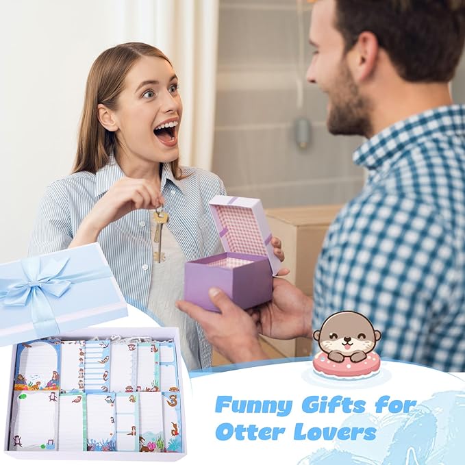 12 Pads Otters Sticky Notes Cute Animal Sticky Note Pads 3 x 4 Inches Cartoon Adhesive Memo Reminder Decor for Sea Otter Lovers Journal Home Office Gifts Christmas Small Gift