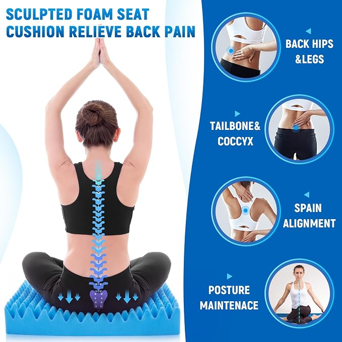 1 Pcs Egg Foam Cushion 20 x 20 x 5 Inches Recliner Cushion Egg Shaped, Blue | Recliner Cushion for Elderly, Egg Foam Pad to Relieve Back, Double Layer Disperse Pressure for Office Wheelchair Home Car