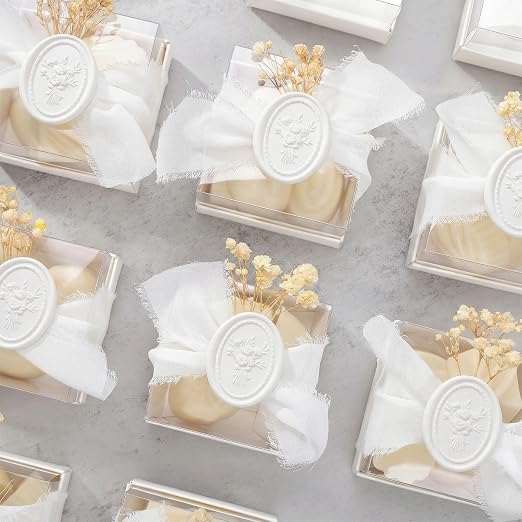UNIQOOO Wax Seal Stickers - Vintage Photo Frame Floral Bouquet Wedding Invitation Envelope Seal Stickers, 50 Pcs Self-Adhesive White Stickers, Perfect for Invitation, Gift Wrapping, Party