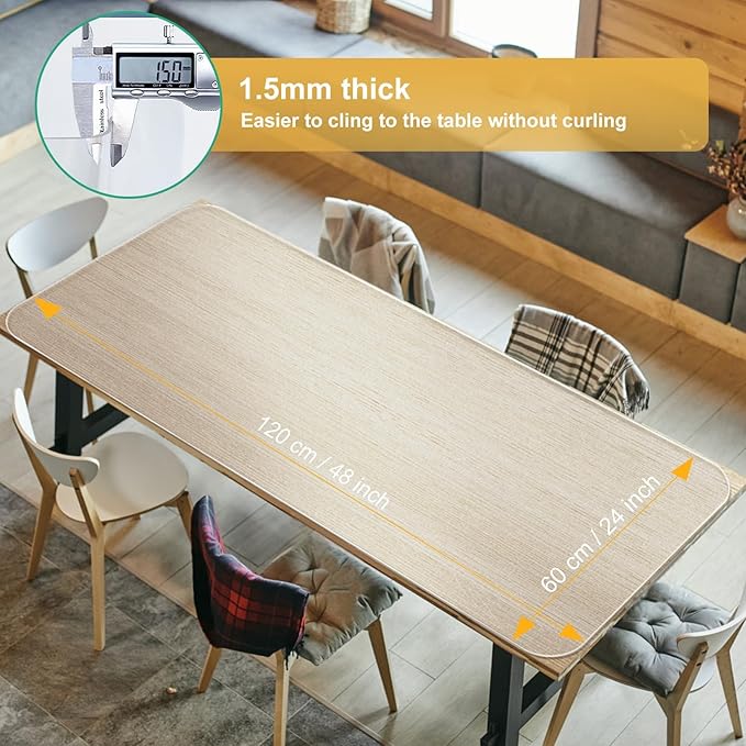 NATRKE Clear Desk Mat Pad, 47.2"x23.6" Extra Large Transparent Computer Desk Mat Plastic Desktop Protector, PVC Writing Pad Round Edge, Waterproof Wipeable Table Protector for Home Office, Frosted